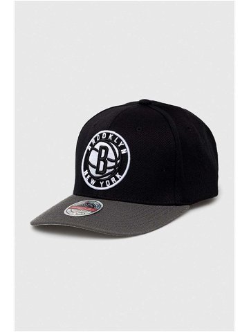 Čepice s vlněnou směsí Mitchell & Ness Brooklyn Nets černá barva s aplikací