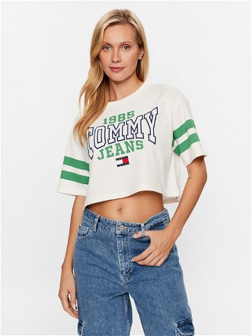 Tommy Jeans T-Shirt College DW0DW16150 Bílá Oversize