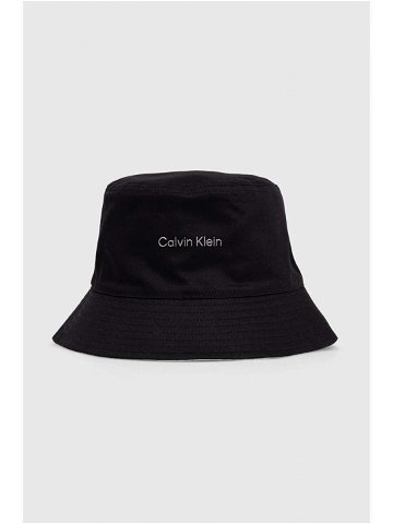 Oboustranný bavlněný klobouk Calvin Klein černá barva bavlněný K60K610992