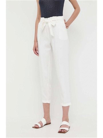 Kalhoty Morgan dámské bílá barva střih chinos high waist