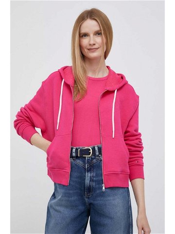 Mikina Tommy Hilfiger dámská růžová barva s kapucí hladká