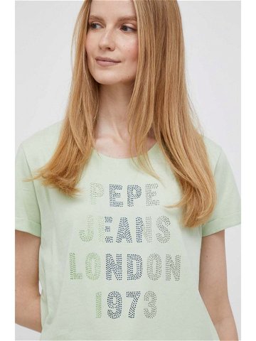 Bavlněné tričko Pepe Jeans AGNES zelená barva