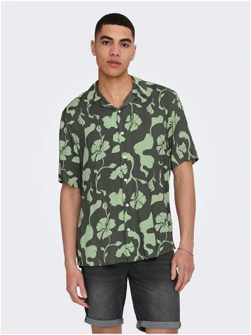 Zelená pánská vzorovaná košile s krátkým rukávem ONLY & SONS Dash