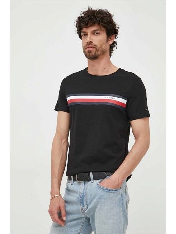 Bavlněné tričko Tommy Hilfiger černá barva s potiskem
