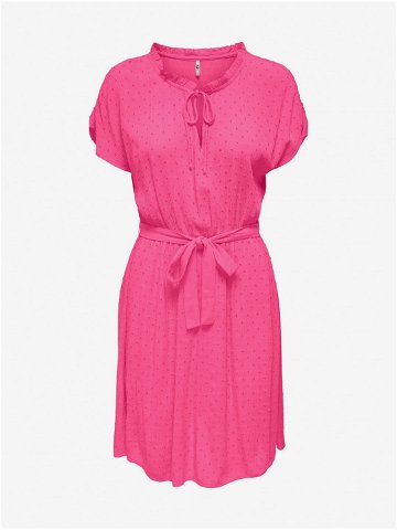 Tmavě růžové dámské puntíkované šaty JDY Lima