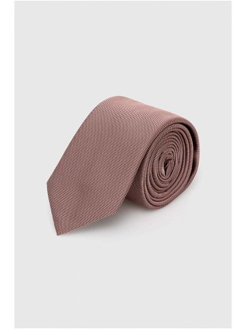 Hedvábná kravata HUGO béžová barva 50468199