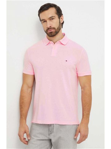 Polo tričko Tommy Hilfiger růžová barva MW0MW17770