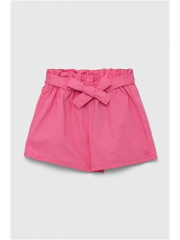 Dětské bavlněné šortky United Colors of Benetton růžová barva hladké