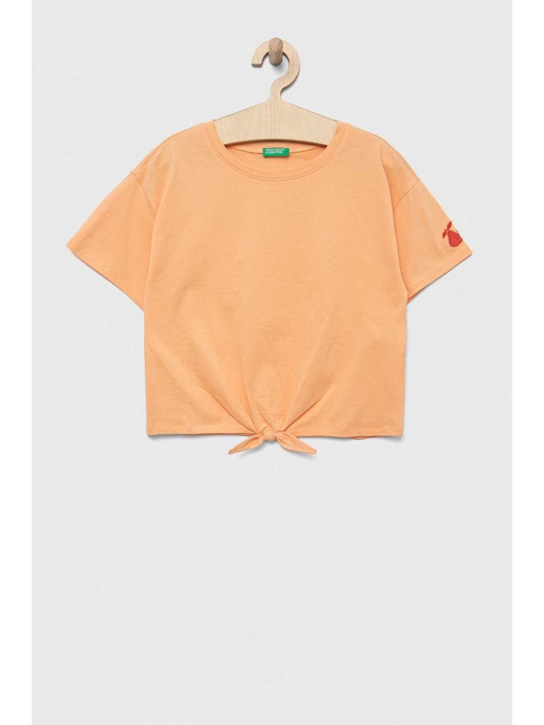 Dětské bavlněné tričko United Colors of Benetton oranžová barva