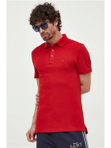 Polo tričko Tommy Hilfiger červená barva MW0MW17771