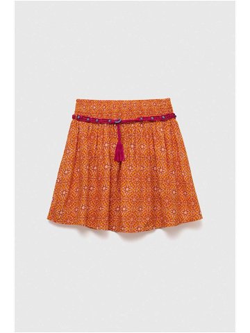 Dětská sukně Sisley oranžová barva mini áčková