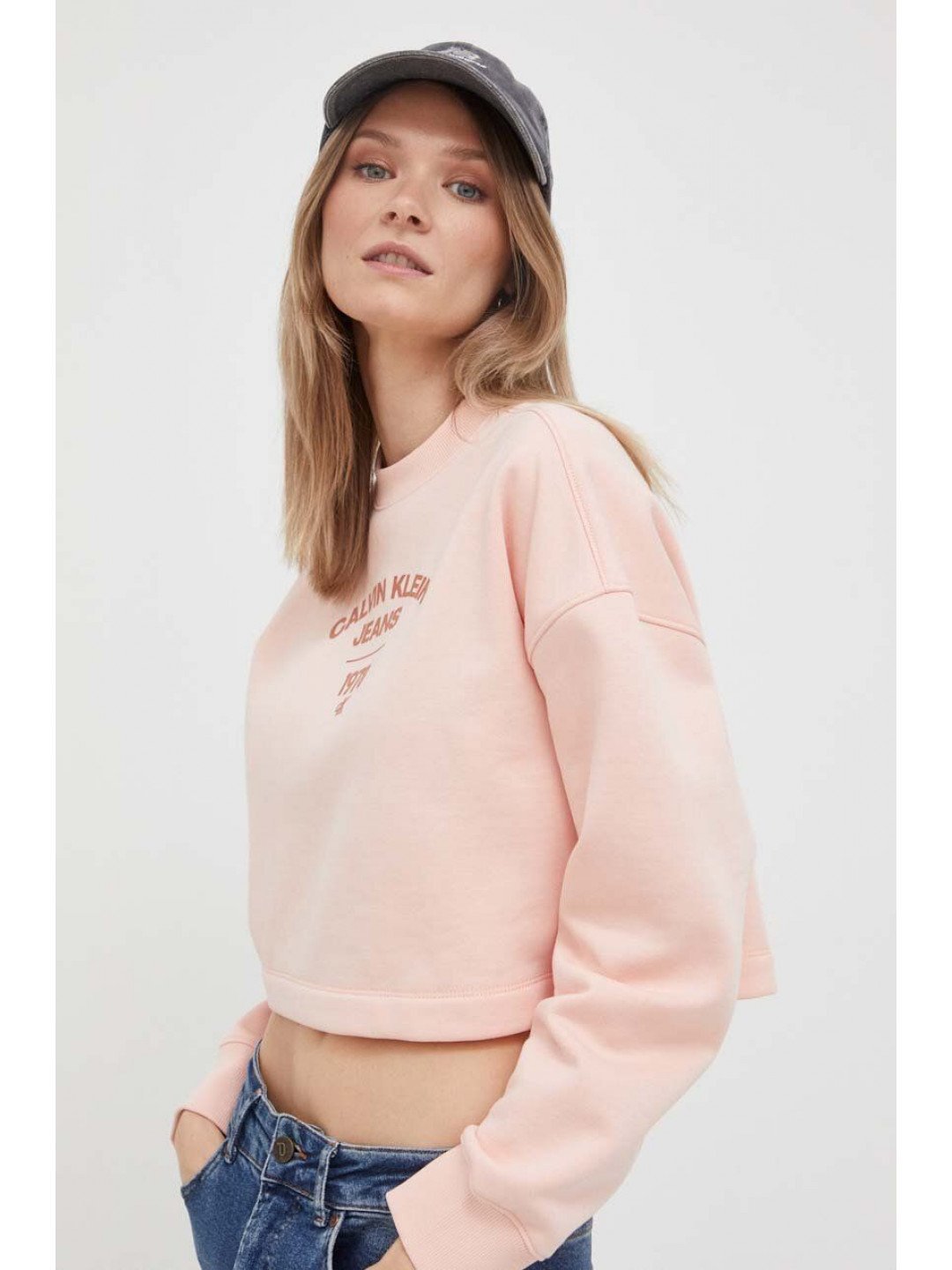 Mikina Calvin Klein Jeans dámská růžová barva s potiskem