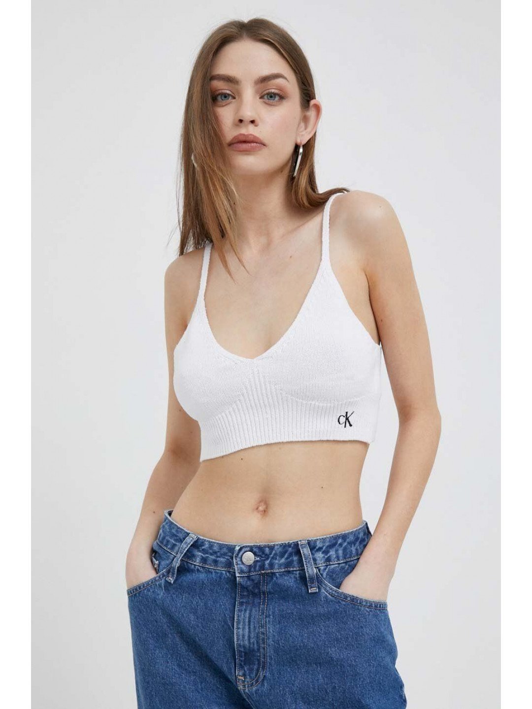 Top Calvin Klein Jeans dámský bílá barva J20J221345