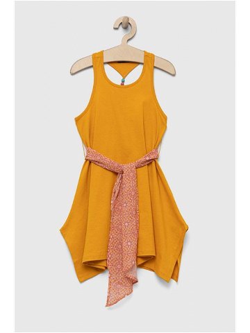 Dětské bavlněné šaty Sisley oranžová barva mini