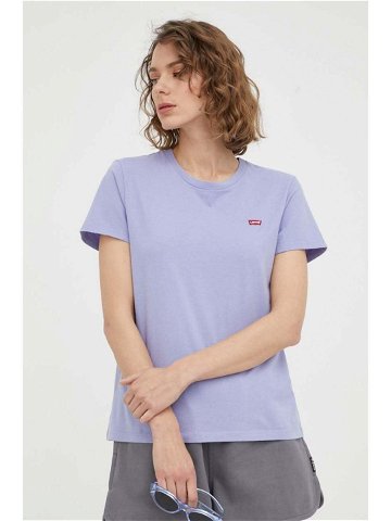 Bavlněné tričko Levi s fialová barva