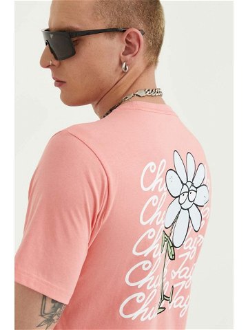 Bavlněné tričko Converse růžová barva s potiskem