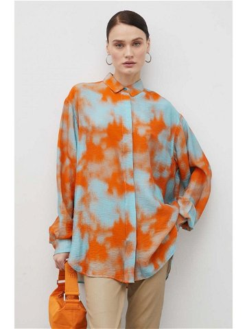 Košile Samsoe Samsoe dámská oranžová barva volný střih s klasickým límcem