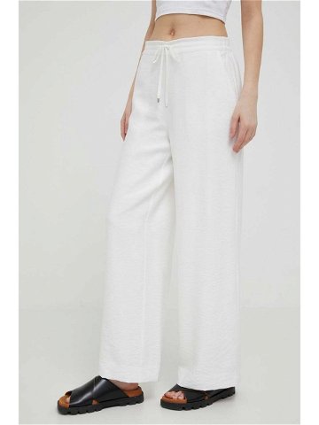 Kalhoty Dkny dámské bílá barva jednoduché high waist