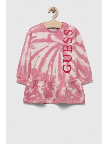Dětské bavlněné šaty Guess růžová barva mini