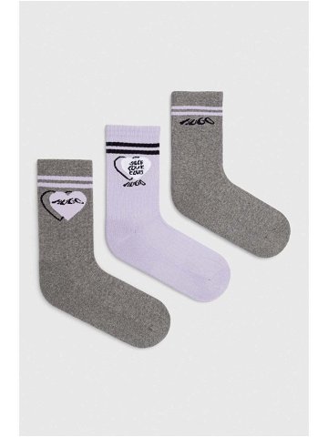 Ponožky HUGO 3-pack dámské šedá barva