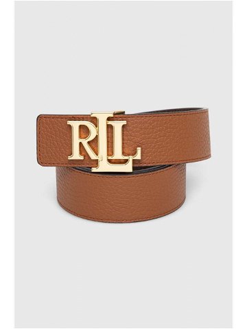 Oboustranný kožený pásek Lauren Ralph Lauren dámský hnědá barva 412912040