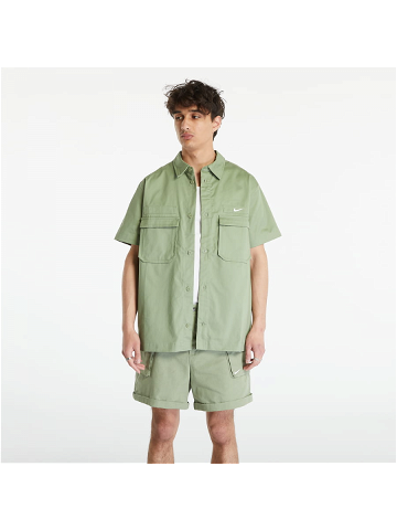 Nike Life Men s Woven Military Short-Sleeve Button-Down Shirt Oil Green White