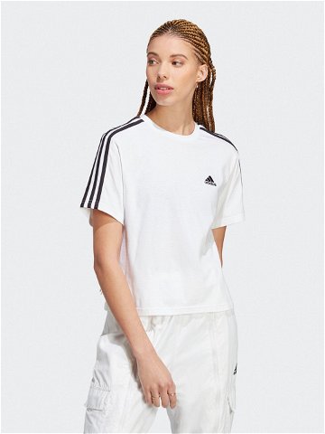 Adidas T-Shirt Essentials 3-Stripes Single Jersey Crop Top HR4915 Bílá Loose Fit