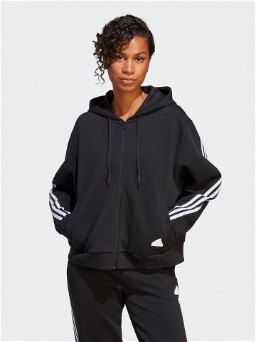 Adidas Mikina Future Icons 3-Stripes Full-Zip Hoodie HT4715 Černá Loose Fit