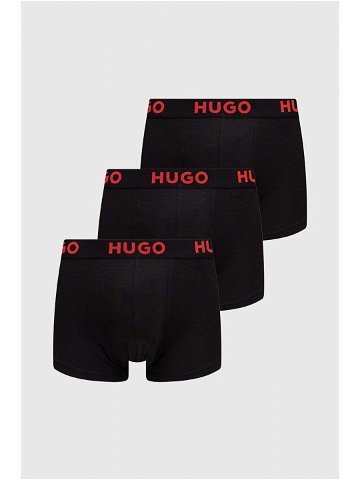 Boxerky HUGO 3-pack pánské černá barva 50496723