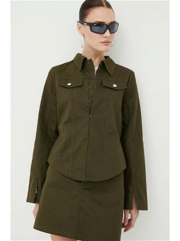 Džínová bunda Résumé dámská zelená barva přechodná