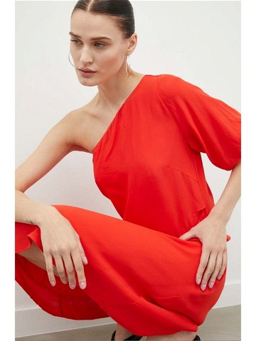 Šaty Bruuns Bazaar červená barva midi