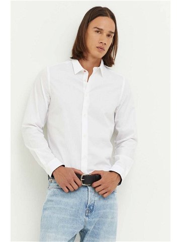 Košile PS Paul Smith pánská bílá barva slim s klasickým límcem