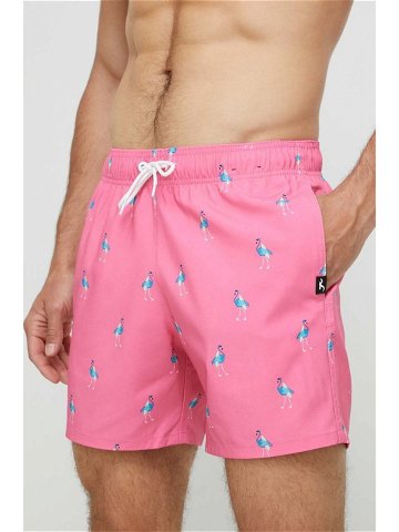 Plavkové šortky Hollister Co růžová barva