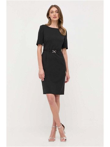 Vlněné šaty BOSS černá barva mini