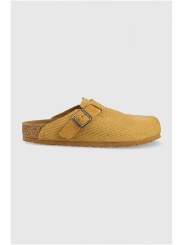 Semišové pantofle Birkenstock Boston Corduroy pánské hnědá barva 1025647