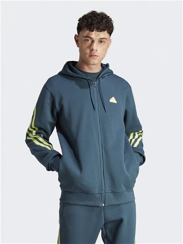 Adidas Mikina Future Icons 3-Stripes Full-Zip Hoodie IJ8878 Tyrkysová Regular Fit