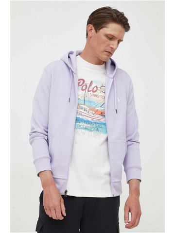 Mikina Polo Ralph Lauren pánská fialová barva s kapucí hladká