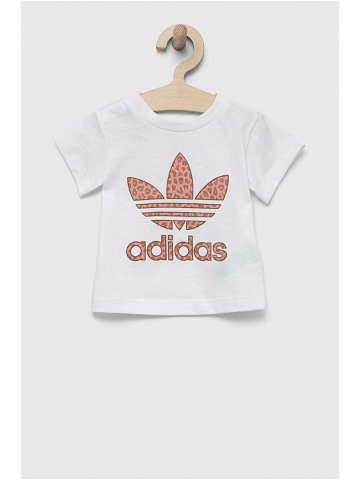 Dětské bavlněné tričko adidas Originals bílá barva