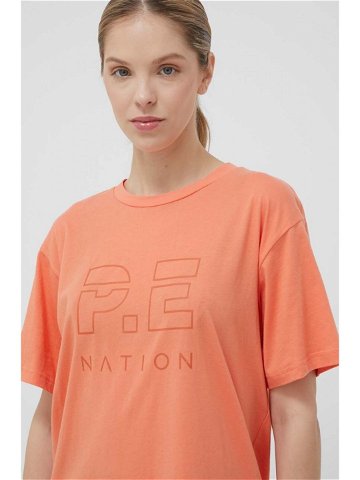 Bavlněné tričko P E Nation oranžová barva