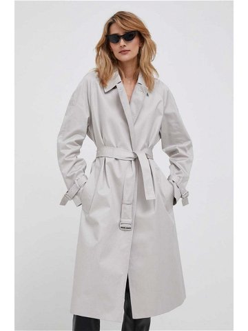 Kabát Calvin Klein dámský šedá barva přechodný