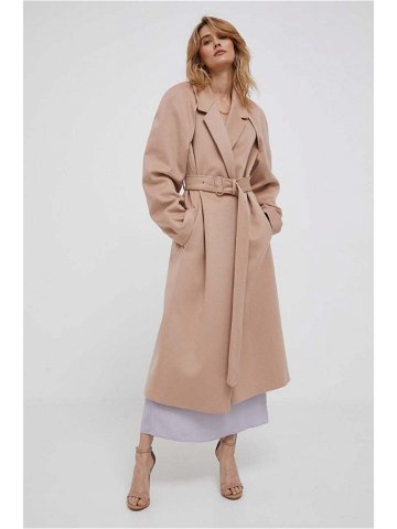 Vlněný kabát Calvin Klein přechodný bez zapínání