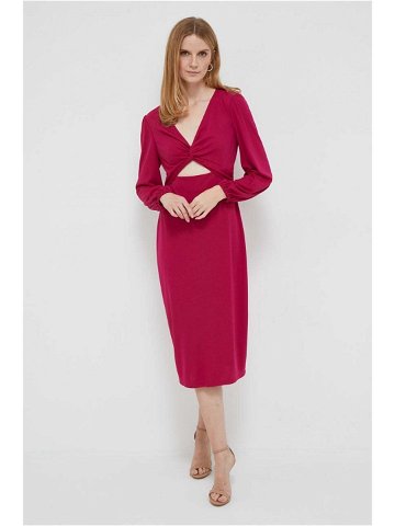 Šaty Lauren Ralph Lauren růžová barva midi