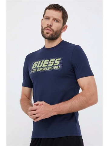 Tričko Guess tmavomodrá barva s aplikací