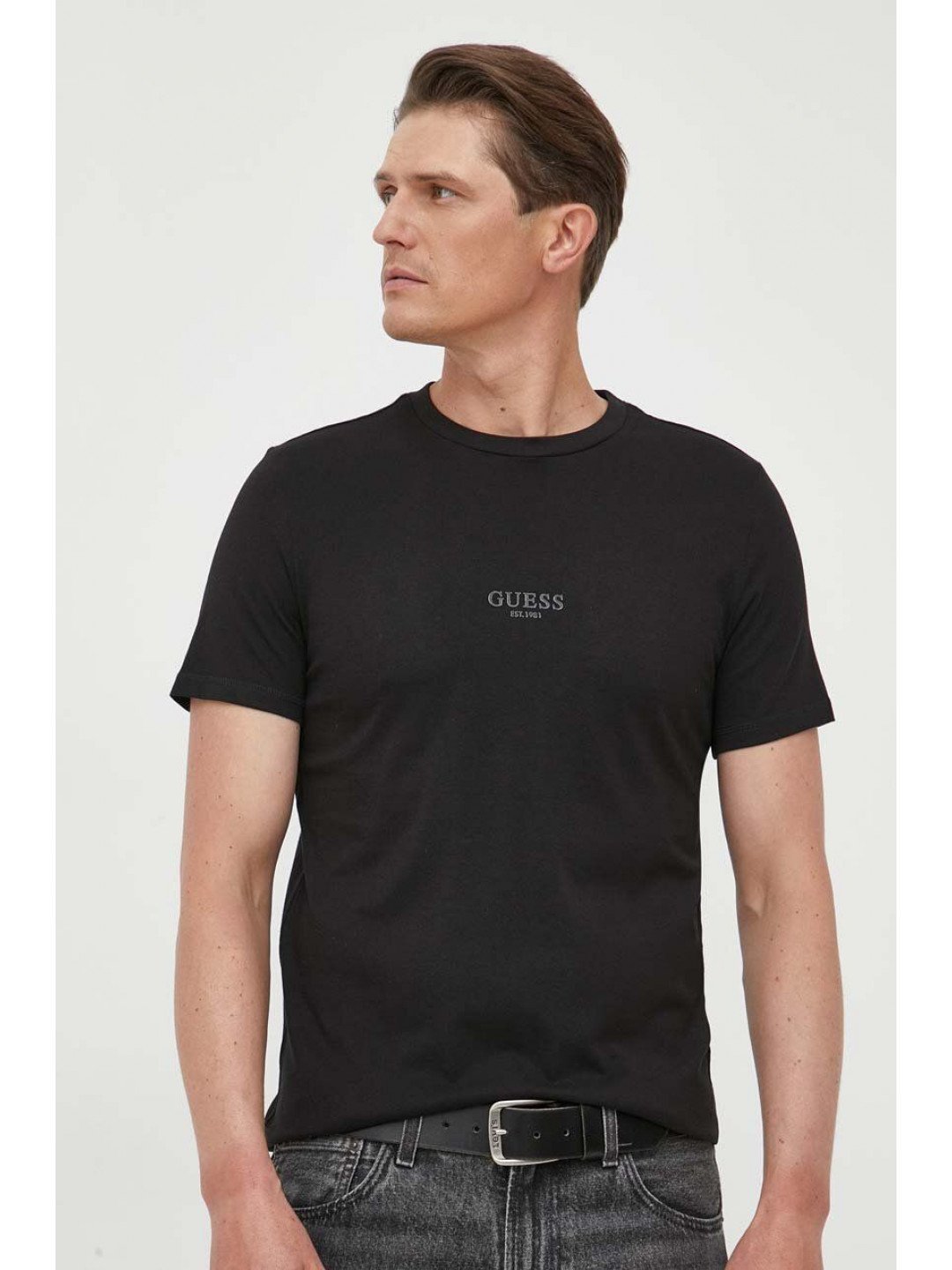 Bavlněné tričko Guess AIDY černá barva s aplikací M2YI72 I3Z14
