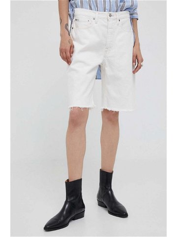 Bavlněné šortky Polo Ralph Lauren bílá barva hladké high waist