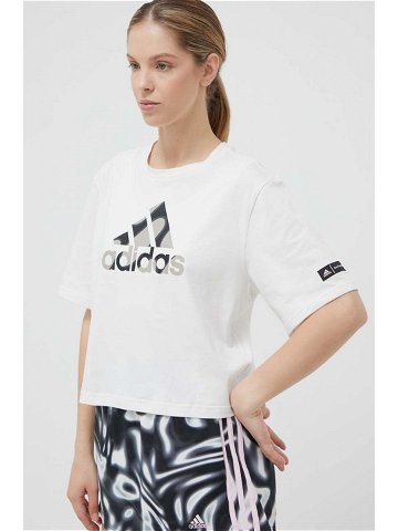 Bavlněné tričko adidas Performance x Marimekko bílá barva