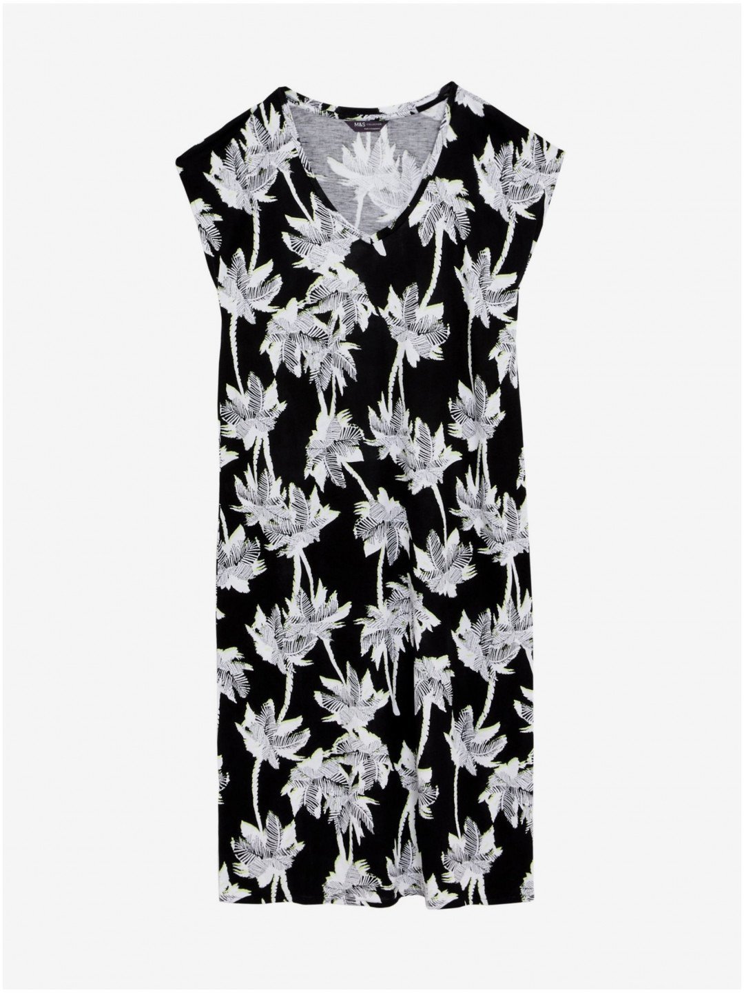 Bílo-černé dámské tričkové vzorované midi šaty Marks & Spencer