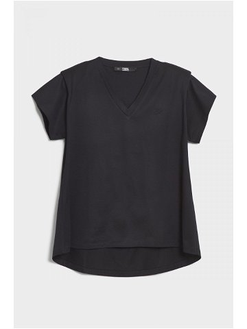 Tričko karl lagerfeld feminine v-neck t-shirt černá xs