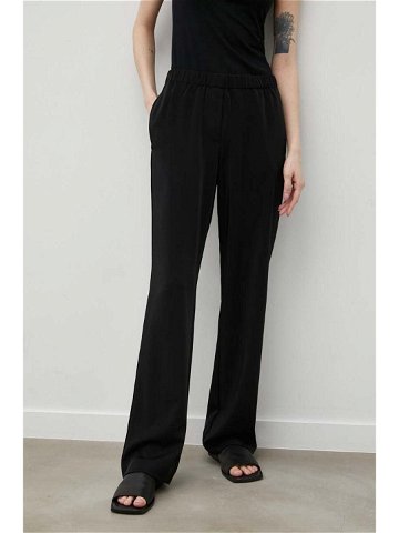 Kalhoty Samsoe Samsoe Hoys dámské černá barva jednoduché high waist F16304674