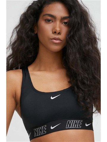 Plavková podprsenka Nike Logo Tape černá barva mírně vyztužený košík